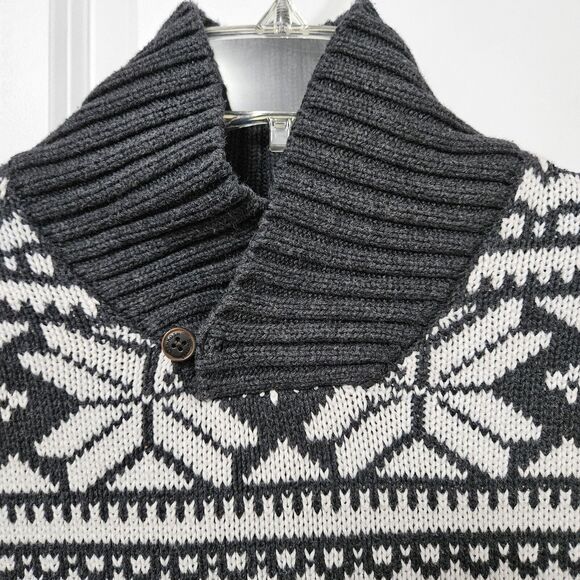 Osh Kosh B'gosh Fair Isle Sweater Boys Sz 10-12 Gray White Mock Neck EUC - Picture 3 of 9
